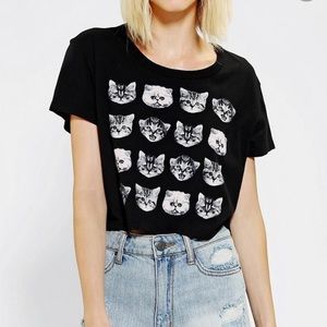 Truly Marley Deeply UO Cats Cropped Shirt